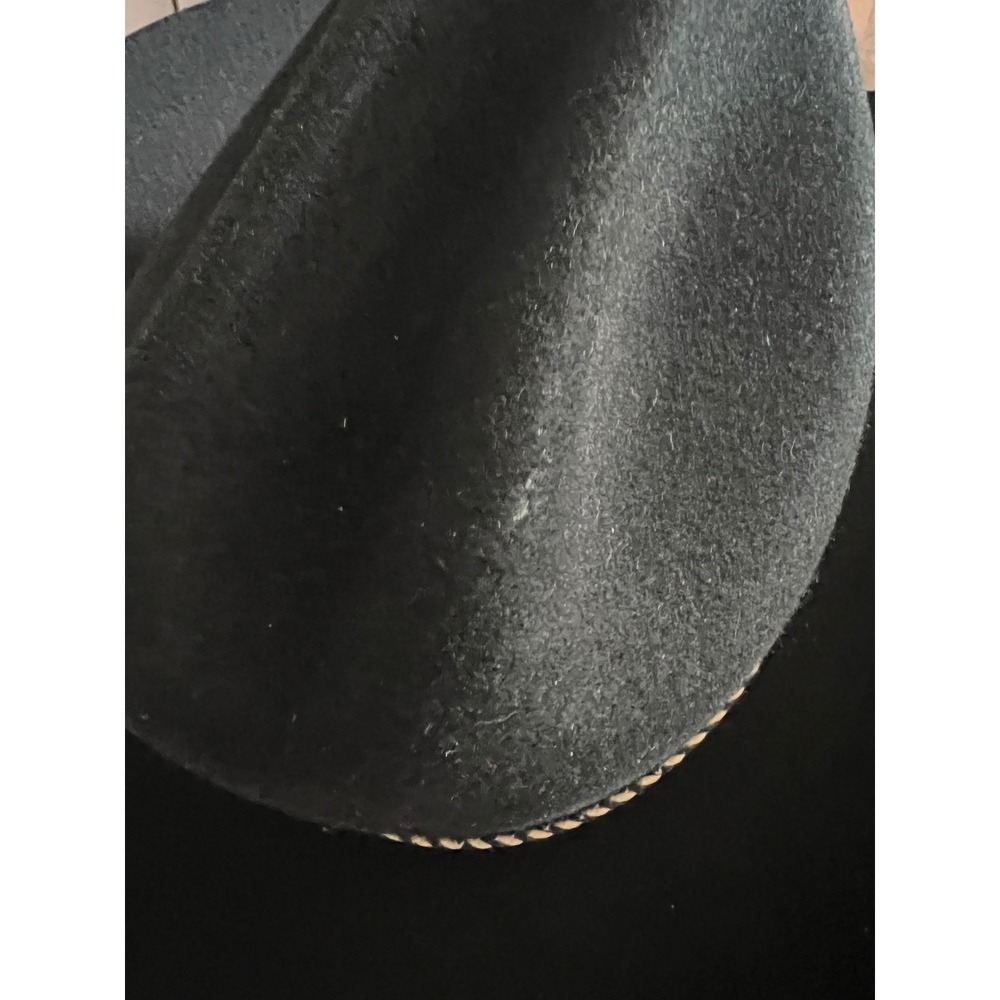 Stetson American Buffalo Collection Black Wool Cowboy Hat Mens 6 7/8 Made in USA - Picture 5 of 8